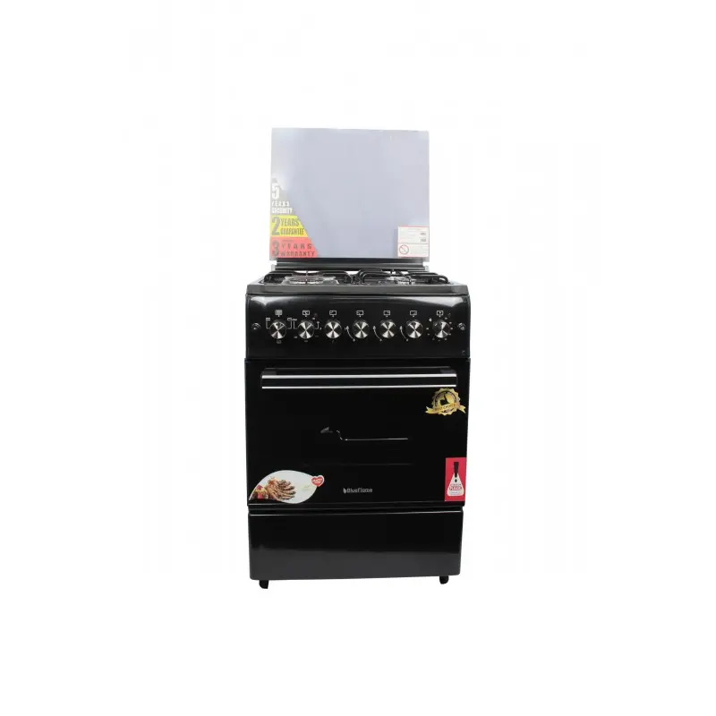 BlueFlame cooker S6031EFRP - B 60x60cm, 3 gas burners and 1electric hot plate with electric oven Black in color