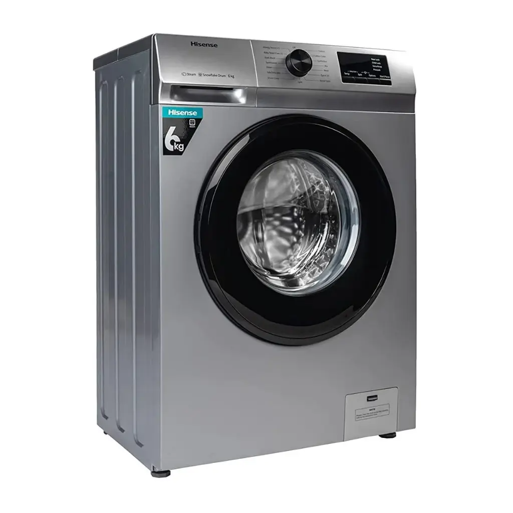 Hisense 6KG Automatic Front Load Washing Machine, Free Standing, 1000 RPM, A++, Gray, WFVC6010T