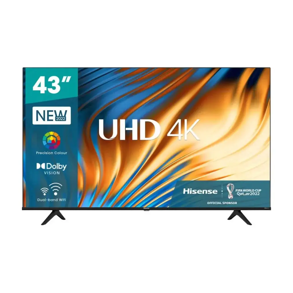 Hisense 43 inch UHD 4K Premium A6 Series Bluetooth, Frameless Smart TV – Black
