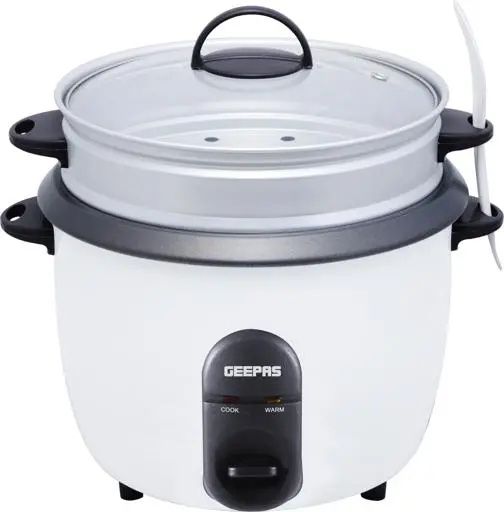 Geepas GRC35011 1.5L Automatic Rice Cooker 500W - Steam Vent Lid & Simple One Touch Operation |Make Rice, Steam Healthy Food & Vegetables | 2 Year Warranty