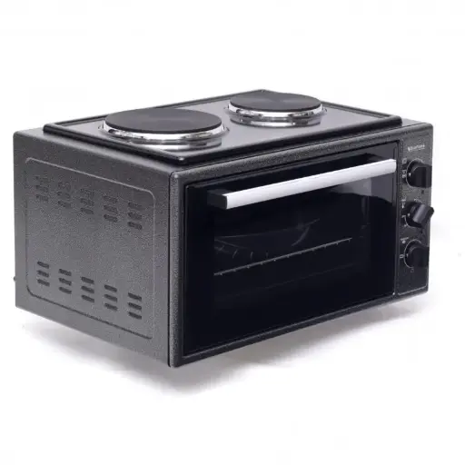Blueflame 35 Liters Electric Mini Oven With Two Hot Plates / Hobs - Inox